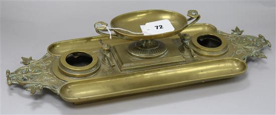 A French brass inkstand